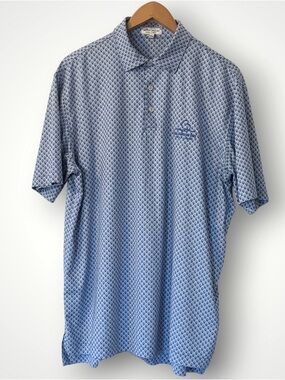 ‼️SOLD-Peter Millar Summer Comfort Light Blue Skull Print Short-Sleeve Polo